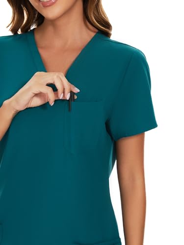 COZYFIT Scrubs for Women Set - Stretch V-Neck Scrub Top & Jogger Pant with 8 Pockets, Yoga Waistband, Anti Wrinkle, Slim Fit Women Scrubs - Image 5