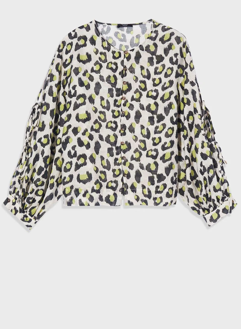 PARFOIS Floral Print Button Down Shirt