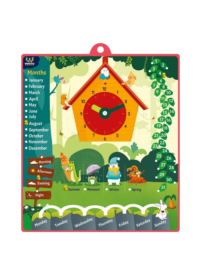ويبي تقويم ويبي الخشبي التعليمي - الوقت والتاريخ وأيام الأسبوع والأشهر والفصول - ألعاب تعليمية للأطفال في المنزل ومرحلة ما قبل المدرسة وفصول مونتيسوري - Image 1
