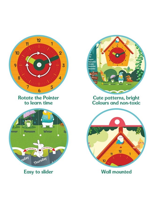 ويبي تقويم ويبي الخشبي التعليمي - الوقت والتاريخ وأيام الأسبوع والأشهر والفصول - ألعاب تعليمية للأطفال في المنزل ومرحلة ما قبل المدرسة وفصول مونتيسوري - Image 5