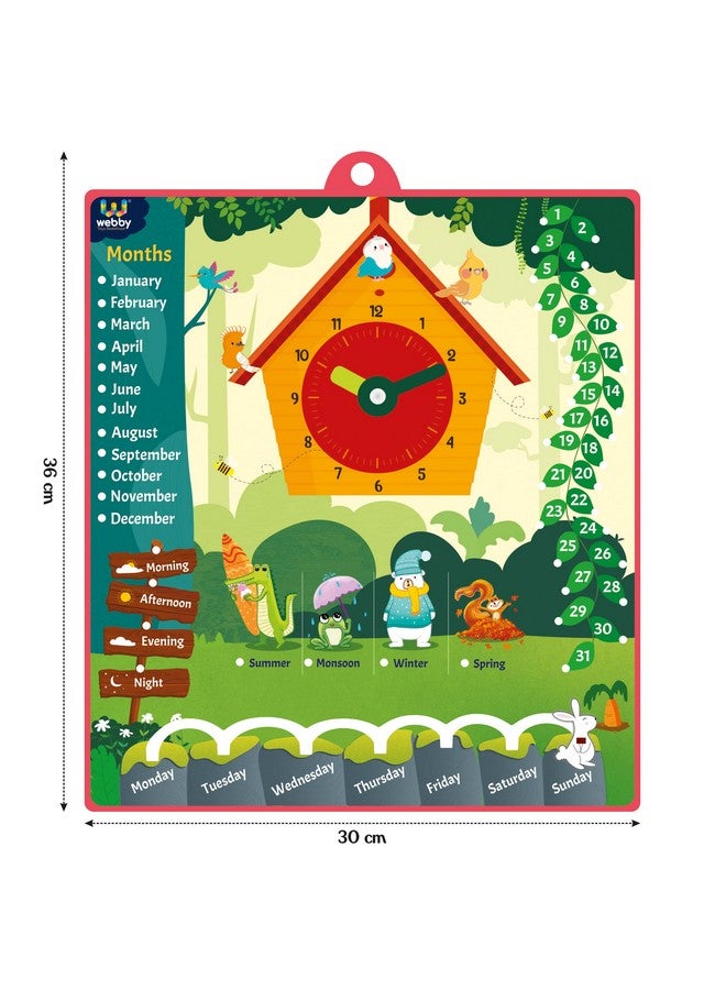 ويبي تقويم ويبي الخشبي التعليمي - الوقت والتاريخ وأيام الأسبوع والأشهر والفصول - ألعاب تعليمية للأطفال في المنزل ومرحلة ما قبل المدرسة وفصول مونتيسوري - Image 4