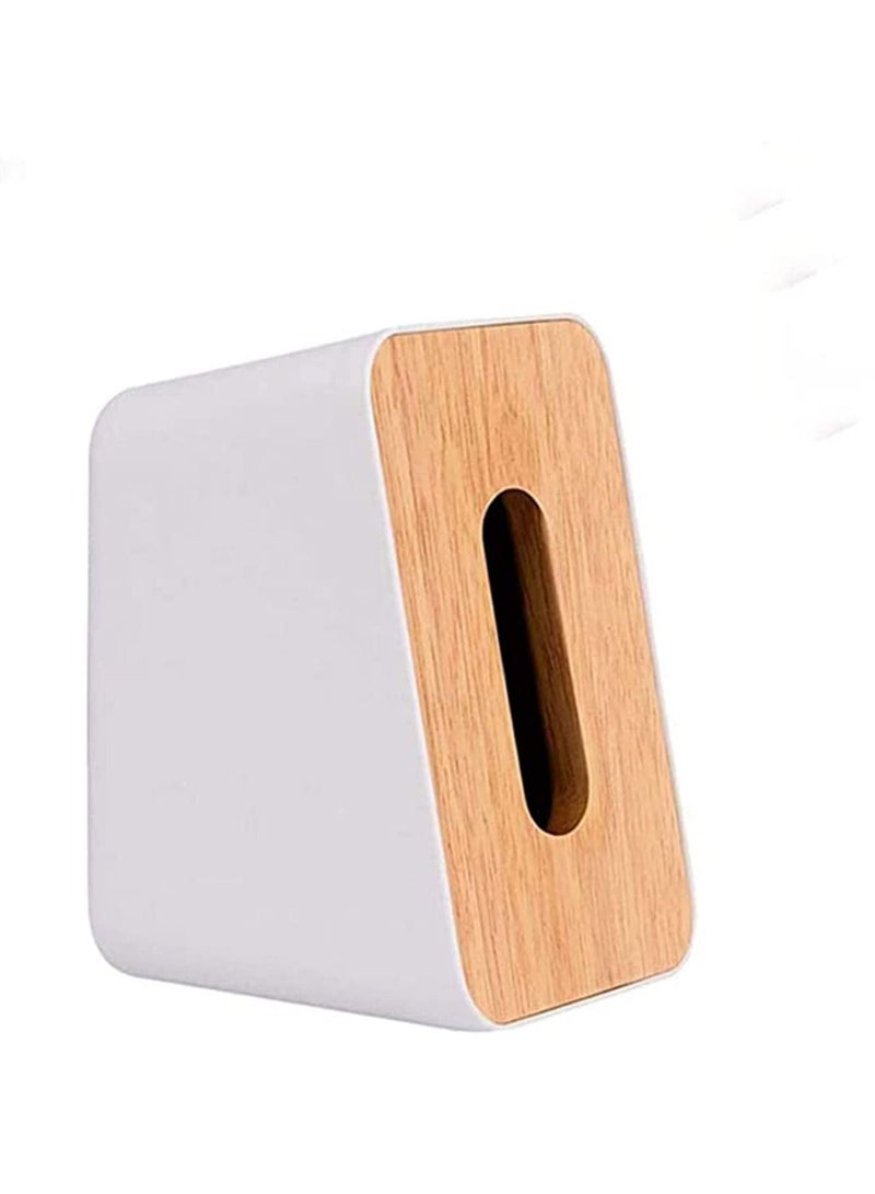 Y&D Tissue Box Cover Holder, Square Bamboo Wood Facial Paper Holder Bathroom Towel for Toilet Home Office Desks Car Separated Design 