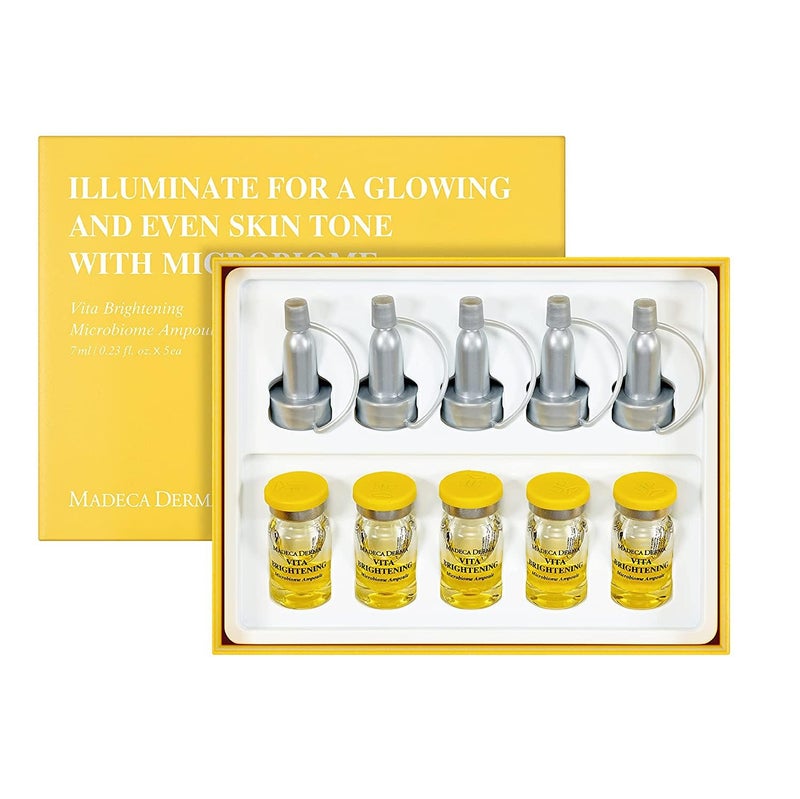 MADECA DERMA Vita Brightening Microbiome Ampoule  Brightening with Vitamins C  E Hyaluronic Acid  Antioxidants Korean Skincare for Radiant Even Tone  Dark Spot Care 023 fl oz x 5 Bottles