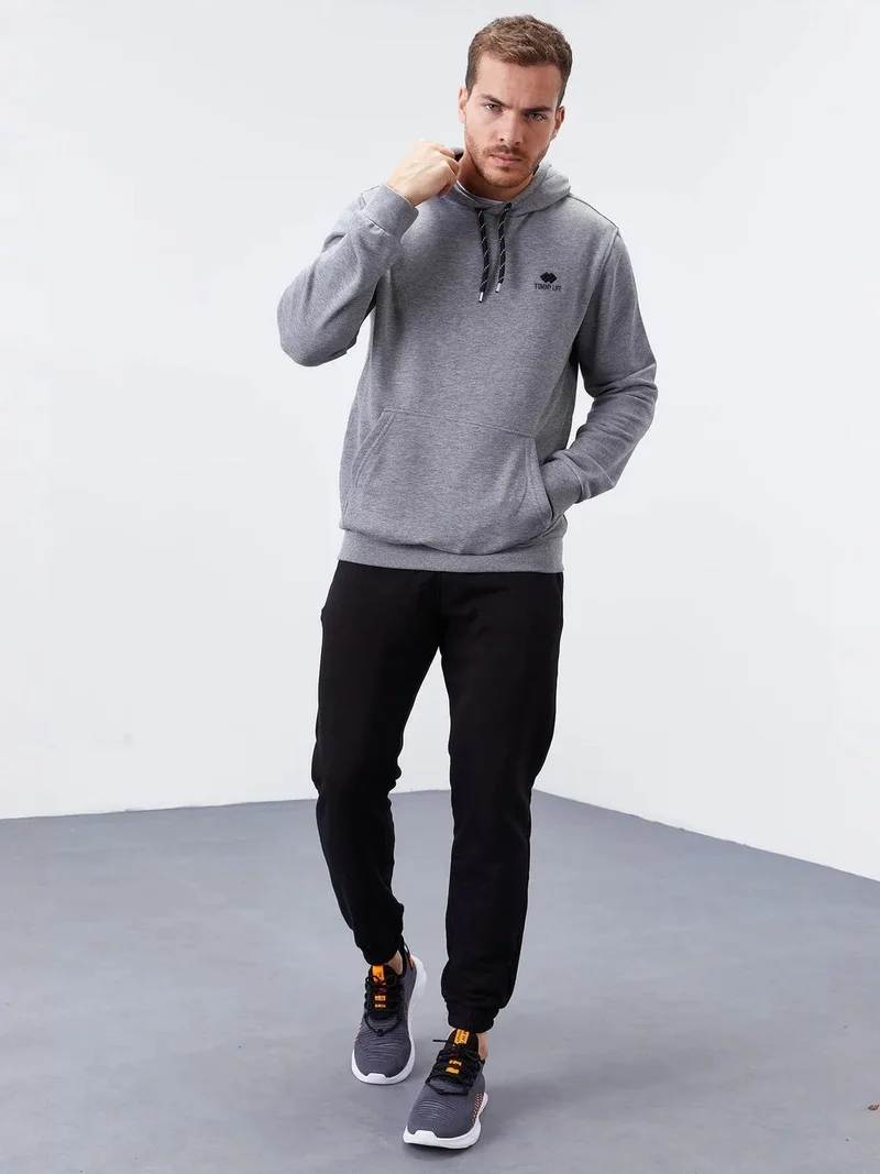 تومي لايف TOMMY Men's Solid Hooded Sweatshirt With Pocket