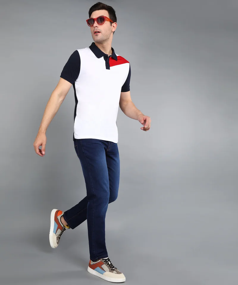 Urbano Fashion  Urbano Fashion Men's Dark Blue Regular Fit Washed Jeans Stretchable  | Best Price UAE