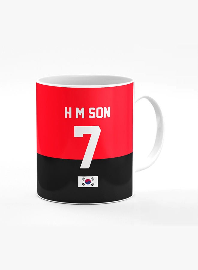 Stylizedd Designer Printed Coffee Mug with Heavy Duty Handle 11oz Ceramic Personalised Gift Mugs Cup [Microwave Safe & Dishwasher Proof] -Football Team - South Korea Player Name - H M Son - Image 1