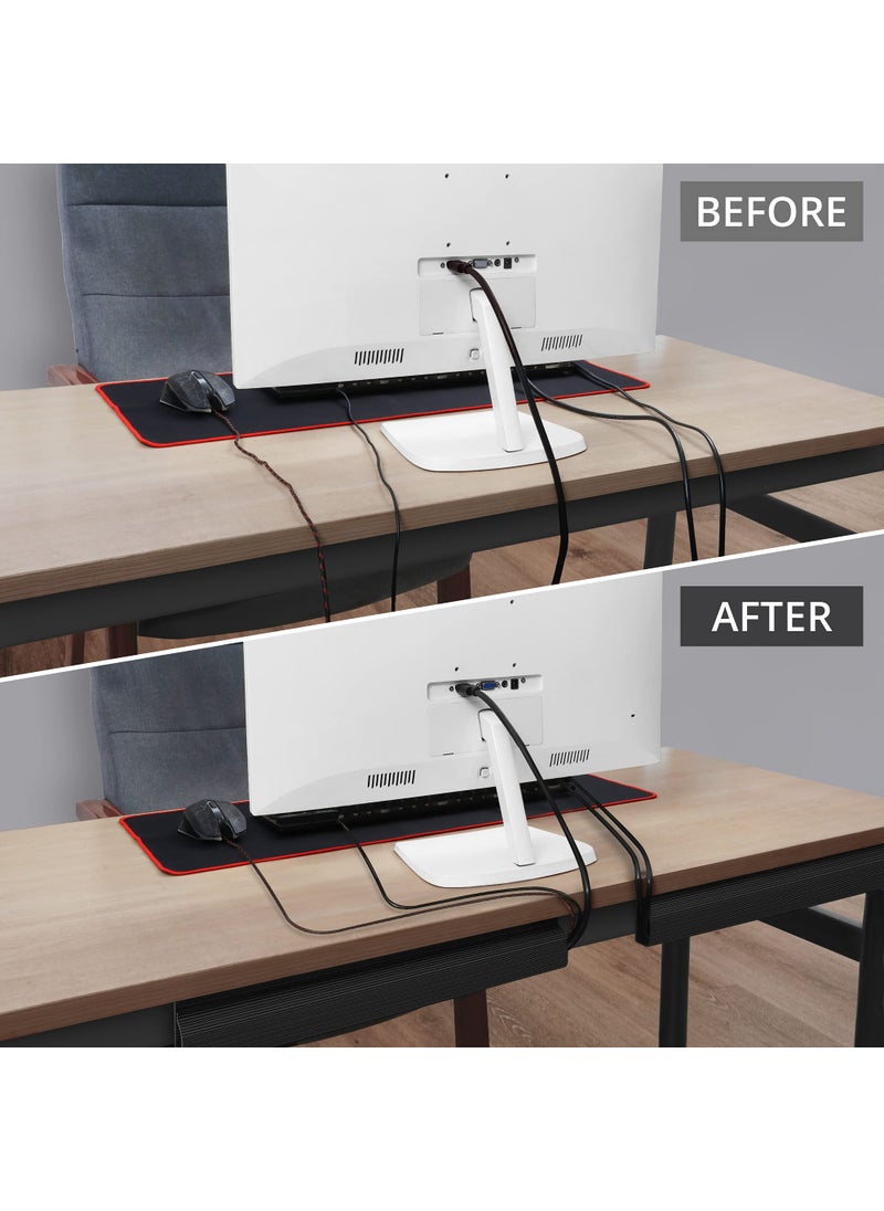 ZhiYo Cable Management Under Desk (31.5in J Channel 2x15.7in) Self Adhesive Cable Raceways Cable Channel, Easy to Install Cord Cover Cable Hider Desk Cord Organizer Electrical Cord Management Black  - Image 2