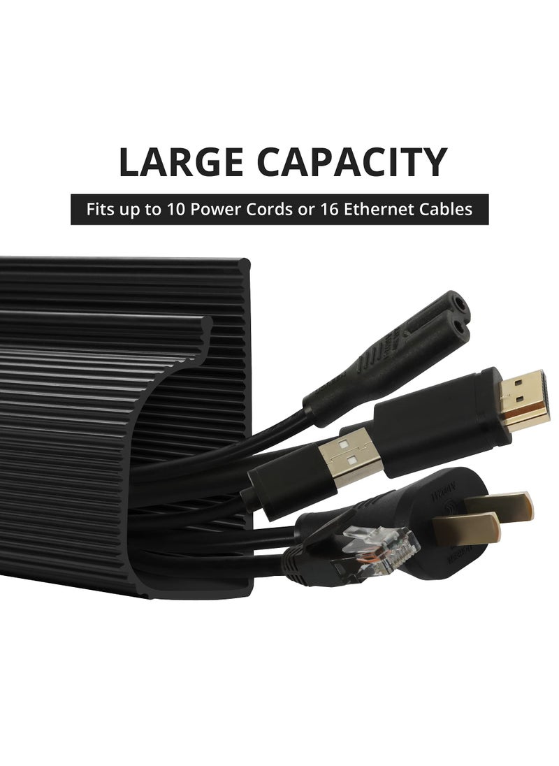 ZhiYo Cable Management Under Desk (31.5in J Channel 2x15.7in) Self Adhesive Cable Raceways Cable Channel, Easy to Install Cord Cover Cable Hider Desk Cord Organizer Electrical Cord Management Black  - Image 5