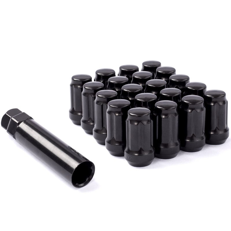 صواميل العجلات السوداء 20 قطعة 12x125 متوافقة مع نيسان سوبارو إنفينيتي 5 لوج بعد السوق M12x125 صواميل العجلات 138 طويلة مقعد مخروطي مع مفتاح لفورستر باثفايندر إمبريزا