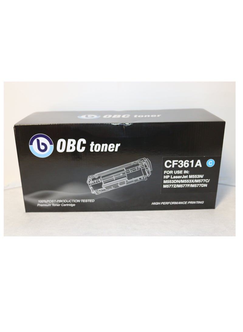 OBC Compatible Cyan Laser Toner Cartridge Replacement for HP CF361A-508A - Prints up to 5000 pages in high professional color quality - Image 1