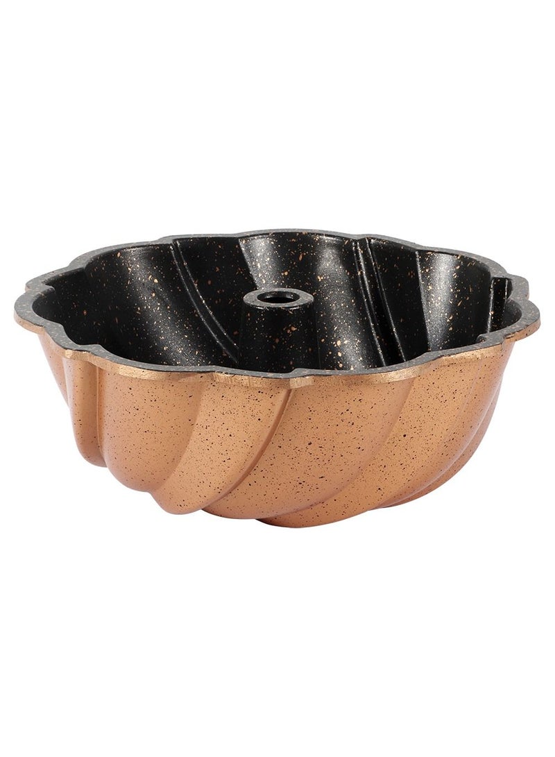 Serenk Serenk Fun Cooking Pinwheel Cake Pan, Die Cast Coating with Elegant Pattern, Non Stick Bakeware,  Cake Mould for Professional Taste, 9.5”, Round, Yellow  - Image 1