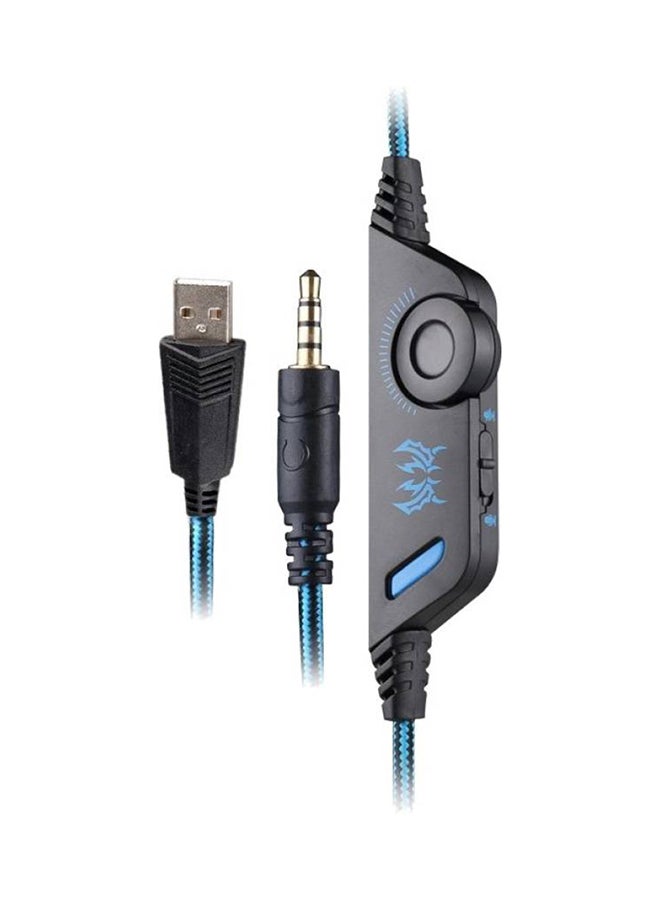 KOTION EACH Over-Ear Pro Gaming Wired Headset With Mic - PlayStation 4 Black/Blue - Image 5