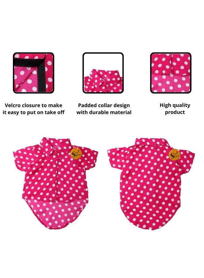 سايج سكوير قميص كلاب مطبوع عليه شعار Crazy، قميص كلاب رائج، خفيف الوزن وناعم للغاية، ملابس كلاب مريحة وجيدة التهوية، ملابس عصرية (وردي بولكا) (مقاس كبير - 20 بوصة) - Image 4