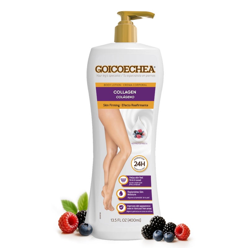Goicoechea Skin Firming Body Lotion Collagen Elastin Cream for Women Skin appearance even in varicose veins areas Skin Tightening Firming Body Lotion with Red Fruit Extracts 24H Hydration 135 oz