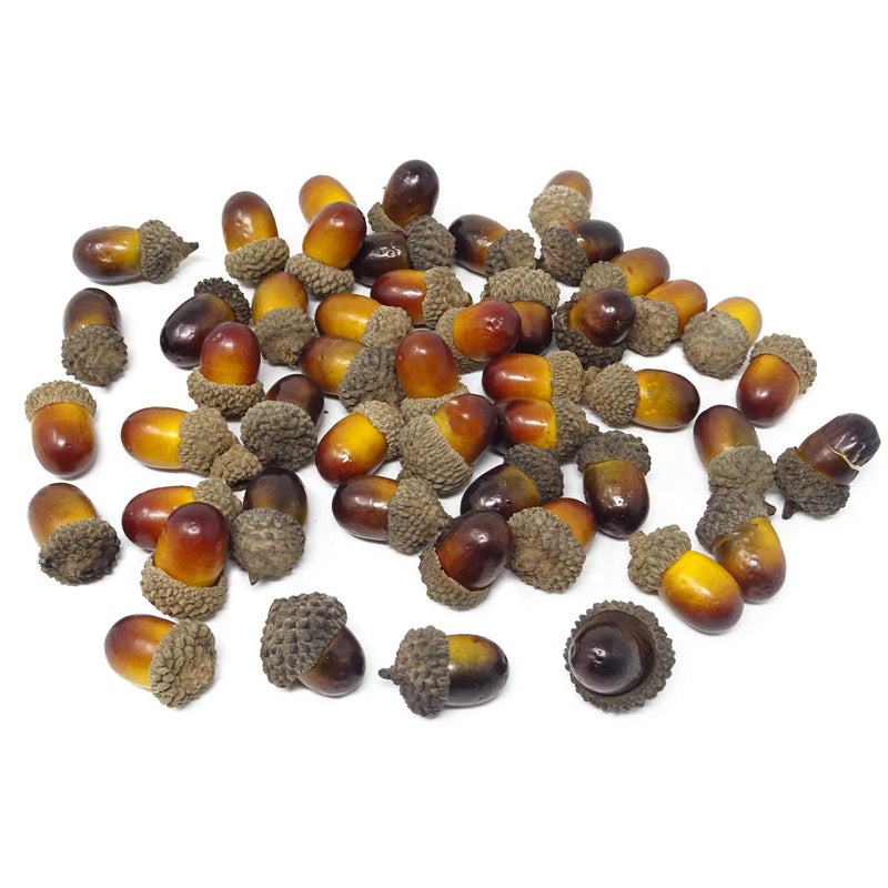 Honbay 50PCS Lifelike Artificial Acorn Fake Nutty Craft Acorns with Acorn Cap Simulation Fruit Props for Vase Filler Home House Autumn Favor Thanksgiving Day Christmas and Wedding Decoration