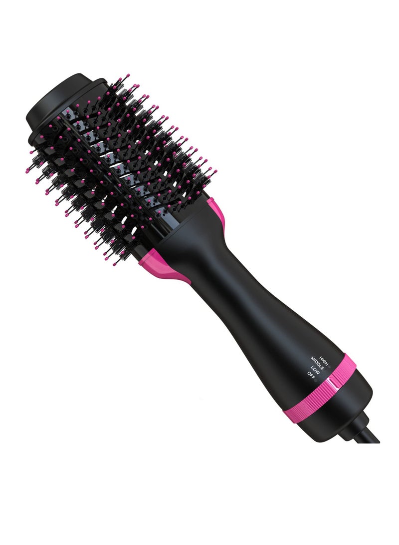 Excefore Hair Dryer Brush Blow Dryer Brush in One, 4 in 1 Hair Dryer and Styler Volumizer with Negative Ion, Hot Air Brush Hair Straightener, Curling Brush Oval Shape, Pink - Image 1