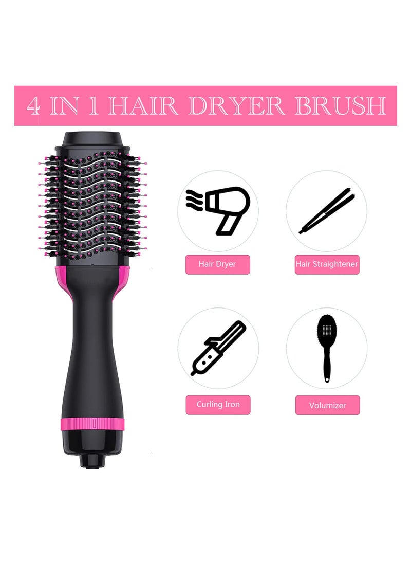 Excefore Hair Dryer Brush Blow Dryer Brush in One, 4 in 1 Hair Dryer and Styler Volumizer with Negative Ion, Hot Air Brush Hair Straightener, Curling Brush Oval Shape, Pink - Image 2