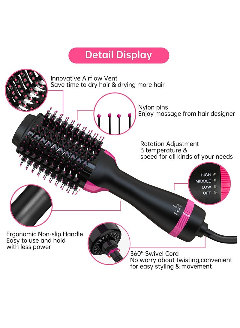 Excefore Hair Dryer Brush Blow Dryer Brush in One, 4 in 1 Hair Dryer and Styler Volumizer with Negative Ion, Hot Air Brush Hair Straightener, Curling Brush Oval Shape, Pink - Image 5