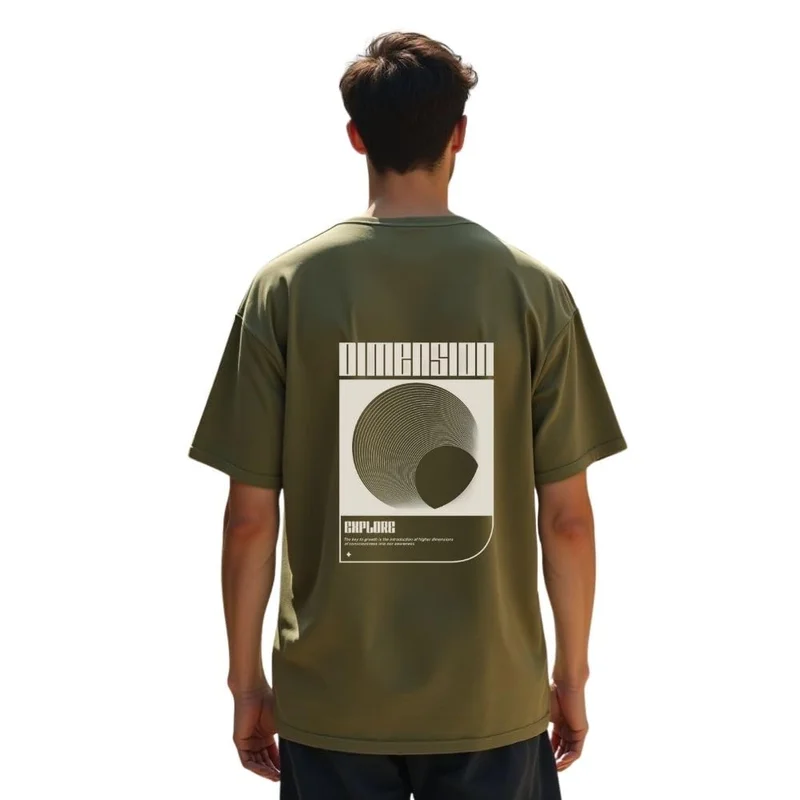 نوبيرو Men's Olive Green Oversized T-Shirt