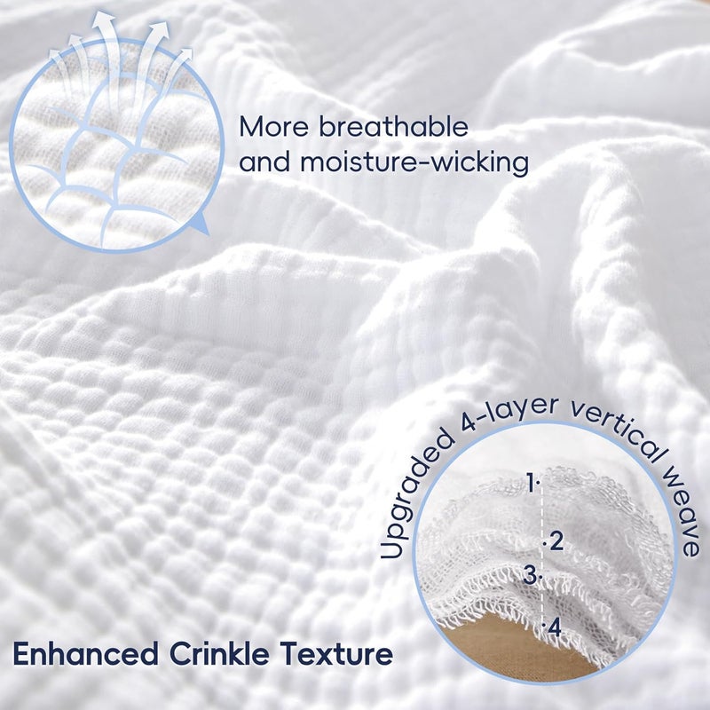 David's Home PHF 100% Cotton Muslin Throw Blanket, Large 269 x 234 Cm 4 Layer Lightweight and Breathable Blanket for Adults, Luxury Soft Gauze Throws for Couch, Natural Minimalist - Image 3