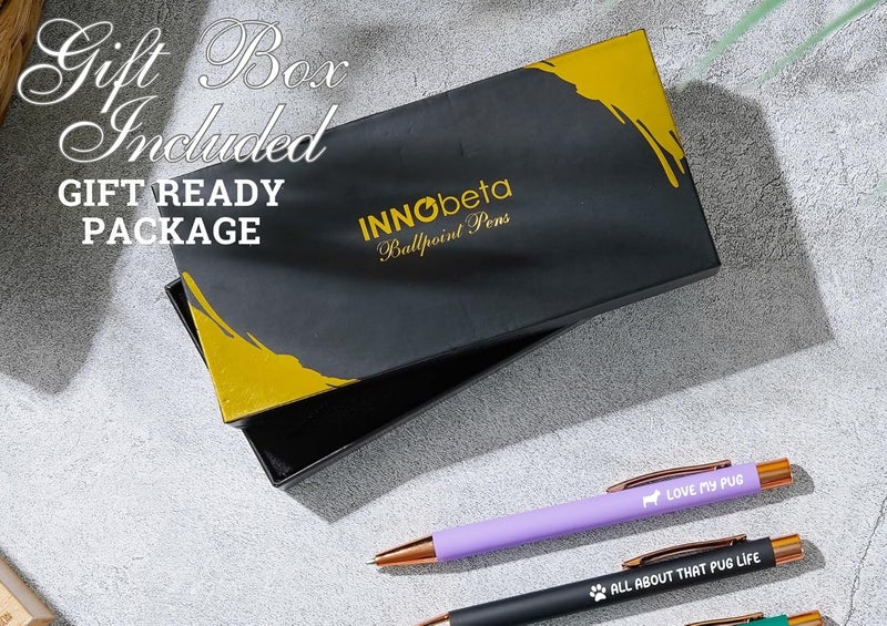 InnoBeta Pug Gifts for Lovers Ballpoint Pen Set of 4 Pug Mom Gifts for Women in Christmas Birthday - Image 3