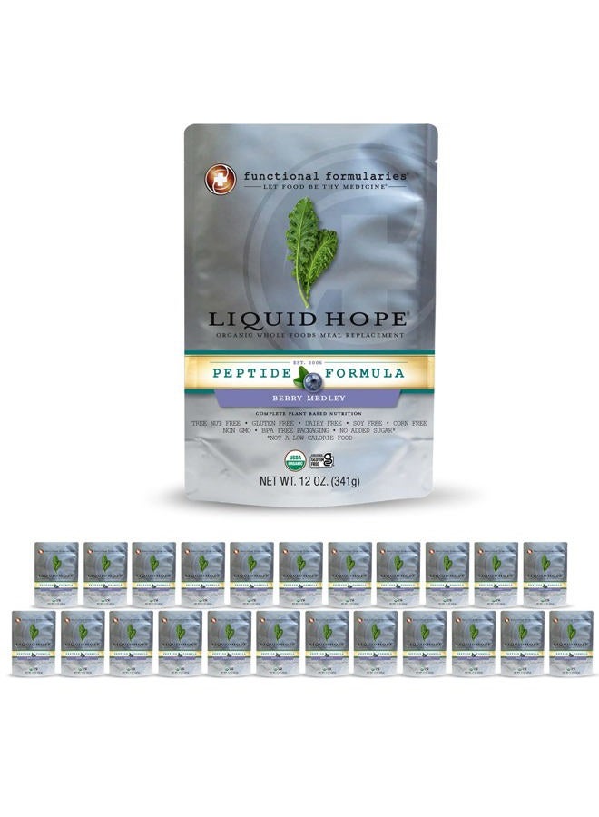 Functional Formularies Liquid Hope Peptide Berry Medley, Organic Tube Feeding Formula And Nutritional Meal Replacement Supplement, 12 Fl. Oz. Pouch, Pack of 24, Total: 288.0 Fl Oz - Image 1