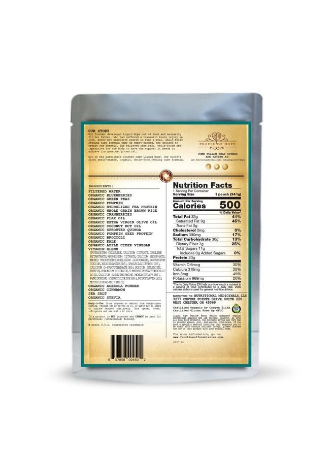 Functional Formularies Liquid Hope Peptide Berry Medley, Organic Tube Feeding Formula And Nutritional Meal Replacement Supplement, 12 Fl. Oz. Pouch, Pack of 24, Total: 288.0 Fl Oz - Image 2