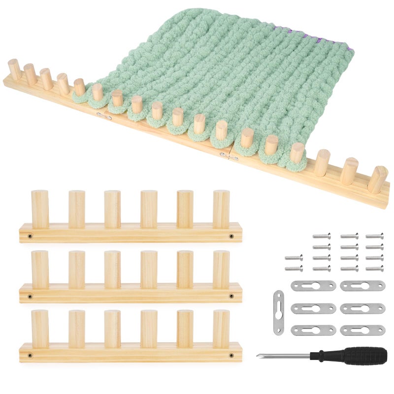 Reessy Wooden Loom for Chunky Blanket â€“ 40â€ Chunky Knitting Blanket Loom & Afghan Loom Kit â€“ 3-in-1 Solid Wood Chunky Yarn Loom for DIY Blanket, Throws & Big Yarn Knitting Projects - Image 1