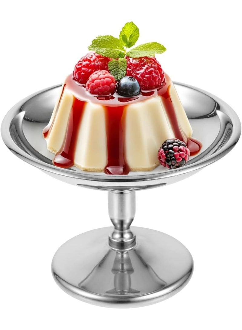 SYOSI Stainless Steel Dessert Cup, High Base Ice Cream Bowl, Metal Footed Sundae Dish, Elegant Serving Bowls for Candy, Jelly, Fruit, Pudding, Snacks, Party Favors (Silver, 1-Piece Set) - Image 1