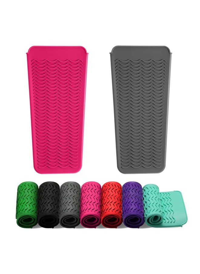 ZAXOP 2 Pack Heat Resistant Silicone Mat Pouch for Flat Iron, Curling Iron,Hair Straightener,Hair Curling Wands,Hot Hair Tools (Grey & HOT Pink) - Image 1