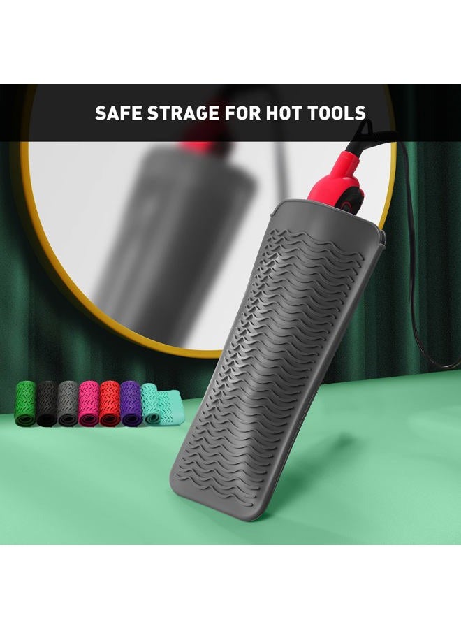 ZAXOP 2 Pack Heat Resistant Silicone Mat Pouch for Flat Iron, Curling Iron,Hair Straightener,Hair Curling Wands,Hot Hair Tools (Grey & HOT Pink) - Image 5