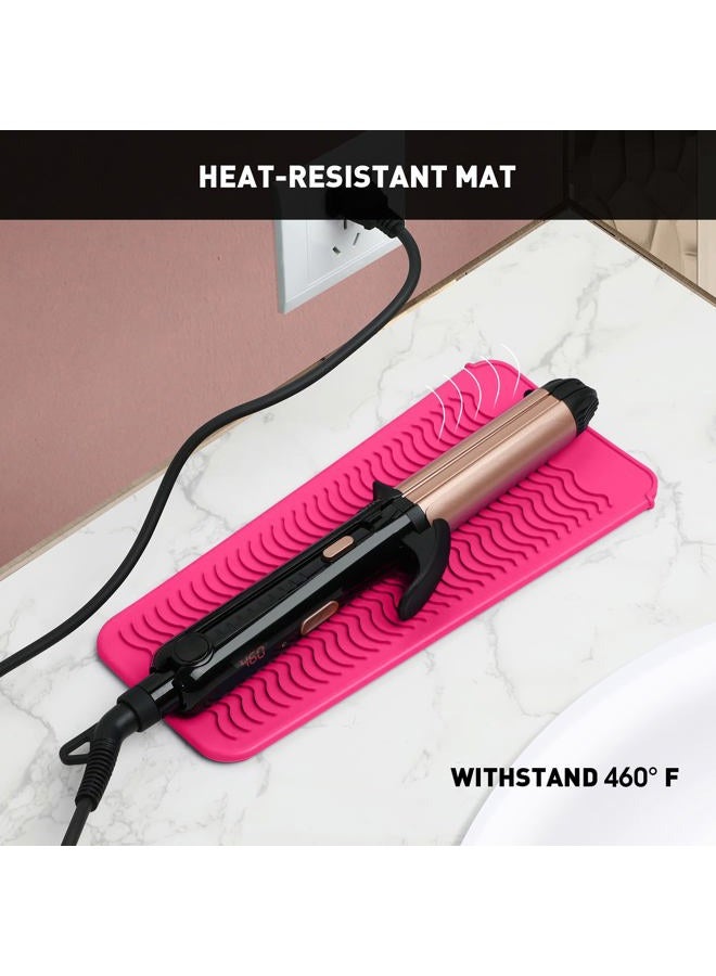 ZAXOP 2 Pack Heat Resistant Silicone Mat Pouch for Flat Iron, Curling Iron,Hair Straightener,Hair Curling Wands,Hot Hair Tools (Grey & HOT Pink) - Image 4