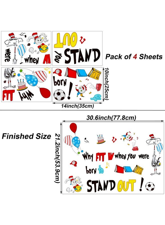 Maydahui Why Fit in When You were Born to Stand Out Wall Decal Dr Seuss Quote Wall Vinyl Sticker (21.2 x 30.6 Inch) Peel Stick Removable Kids Room Art Mural Decor for Baby Bedroom Nursery Classroom - Image 2