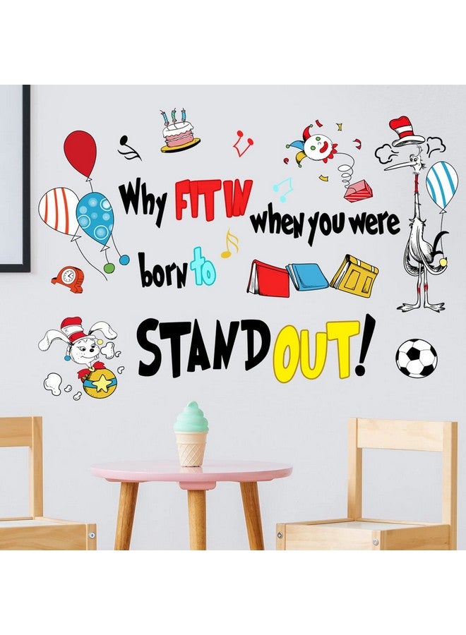 Maydahui Why Fit in When You were Born to Stand Out Wall Decal Dr Seuss Quote Wall Vinyl Sticker (21.2 x 30.6 Inch) Peel Stick Removable Kids Room Art Mural Decor for Baby Bedroom Nursery Classroom - Image 3