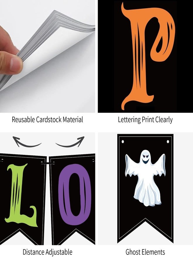 OLANRUN Halloween Decorations Indoor for Party, Happy Halloween Banner Decor, Scary Hanging Banner with Pumpkin Ghost Decorations for Office Home Room Mantel Bedroom Wall, Pre-Assembled - Image 4