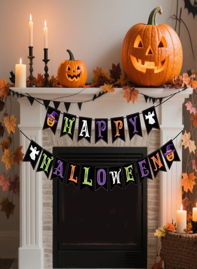 OLANRUN Halloween Decorations Indoor for Party, Happy Halloween Banner Decor, Scary Hanging Banner with Pumpkin Ghost Decorations for Office Home Room Mantel Bedroom Wall, Pre-Assembled - Image 5