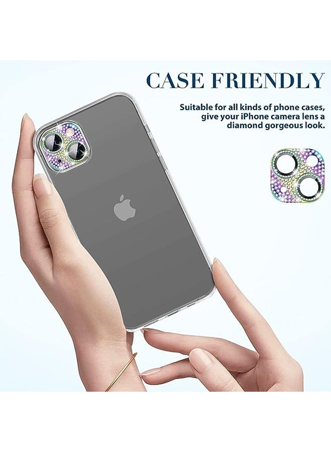 iPhone 15 iPhone 15 Plus Camera Lens Protector Bling Lens Cover 3D Rhinestone Diamond 9H Tempered Glass Camera Case Anti Scratch Shockproof Metal Screen Full Protective Mobile Accessory - Image 4