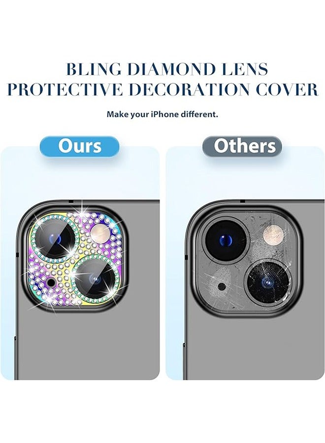 iPhone 15 iPhone 15 Plus Camera Lens Protector Bling Lens Cover 3D Rhinestone Diamond 9H Tempered Glass Camera Case Anti Scratch Shockproof Metal Screen Full Protective Mobile Accessory - Image 5
