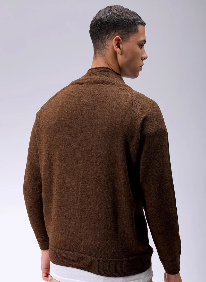 The Indian Garage Co Men Relaxed Fit Solid High Neck Sweater