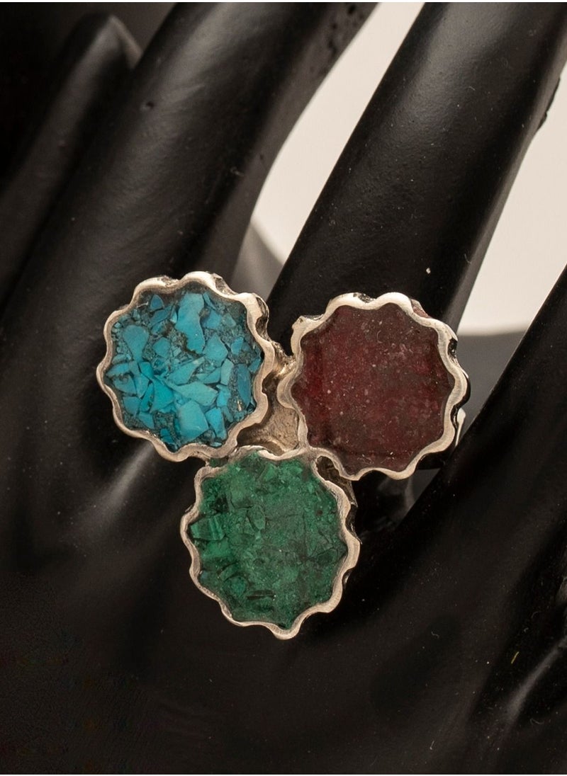 MERAKY - 950 multicolored silver ring handmade - Image 1