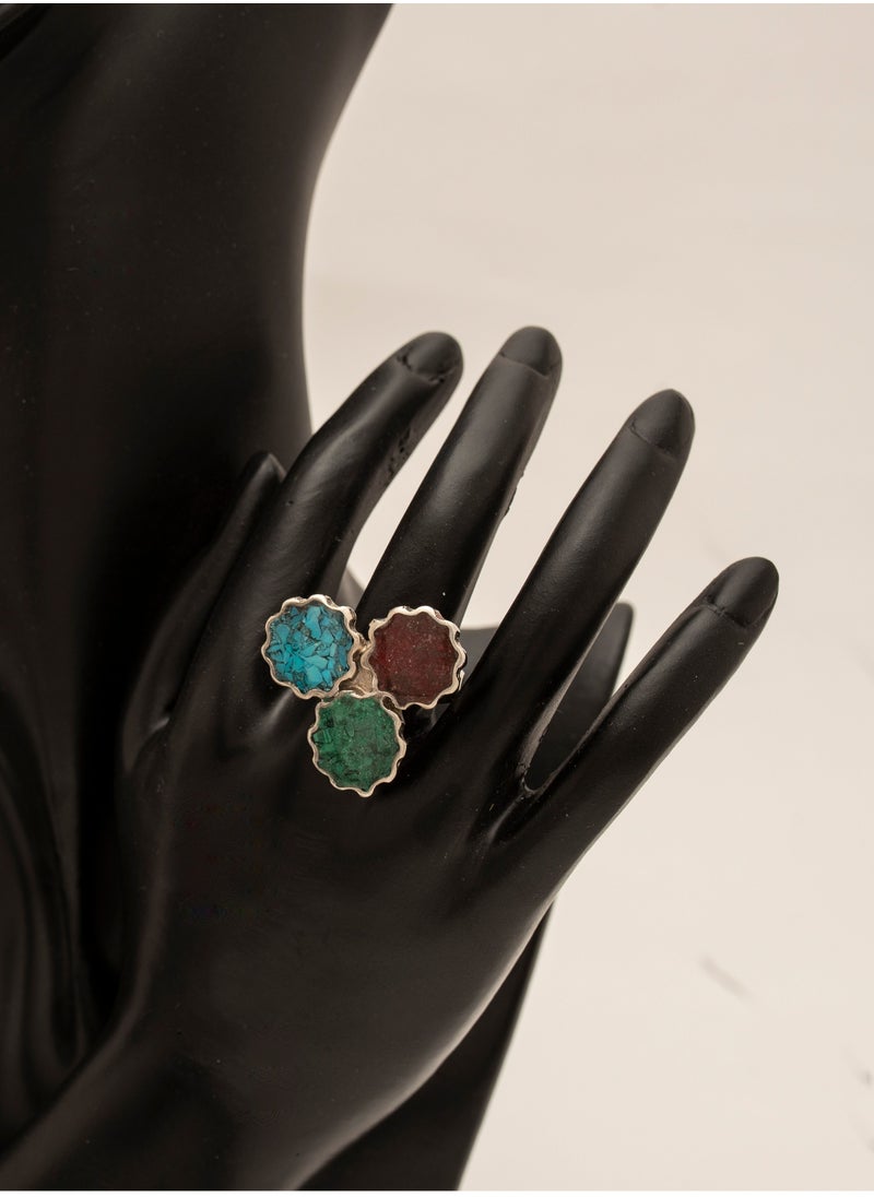MERAKY - 950 multicolored silver ring handmade - Image 1
