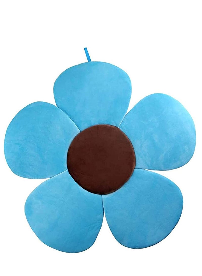 Y&D Baby Bath Sponge Support Cushion, Flower Pillow Comfort Pad for 0-6 Months, Blue  - Image 1