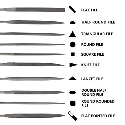 KALIM 10PCS Needle File Set High Carbon Steel File Set with Plastic Non-Slip Handle, Hand Metal Tools for Wood, Plastic, Model, Jewelry, Musical Instrument and DIY (6 Inch Total Length) - Image 3