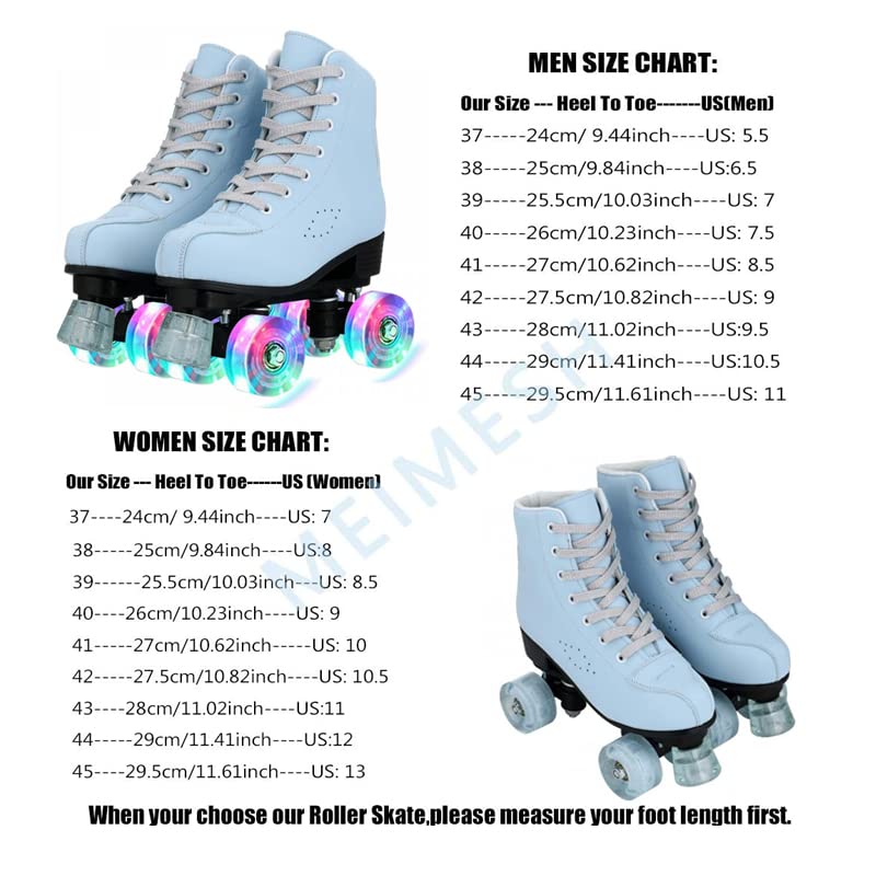 XUDREZ Roller Skates for Women, Holographic High Top PU Leather Rollerskates, Shiny Double-Row Four Wheels Skates Patines for Women Men Boys and Girls and Age 8-50 Indoor Outdoor (41) - Image 2