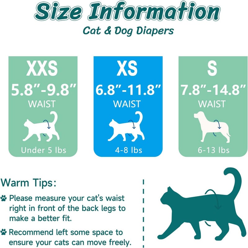 Pet Soft Disposable Cat Diapers - Female Dog Diapers for Cats & Dogs in Heat Period or Urine Incontinence, Doggie Diapers Ultra Absorbent Leak-Proof Puppy Diapers 24pcs (Green, XXS) - Image 5