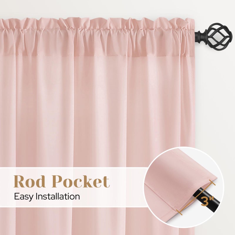 HOMEIDEAS HOMEIDEAS Non-See-Through Blush Pink Privacy Sheer Curtains 52 X 45 Inches Long 2 Panels Semi Sheer Curtains Light Filtering Window Curtains Drapes for Bedroom Living Room - Image 5