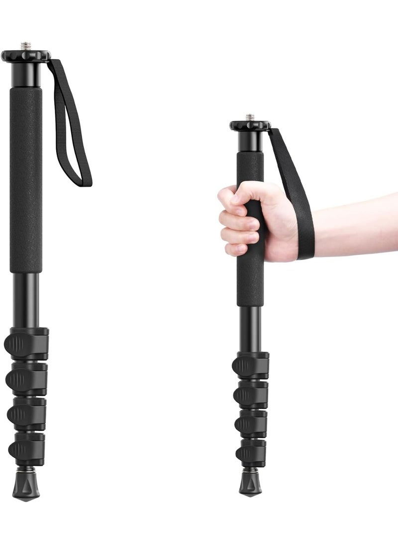 يولانزي حامل كاميرا أحادي يولانزي TB12 بطول 61 بوصة، مصنوع من الألومنيوم، مزود بخمسة أقسام لضبط الارتفاع، خفيف الوزن وسهل الحمل، مناسب لكاميرات كانون ونيكون وسوني بدون مرآة وكاميرات DSLR، سهل الحمل. - Image 1