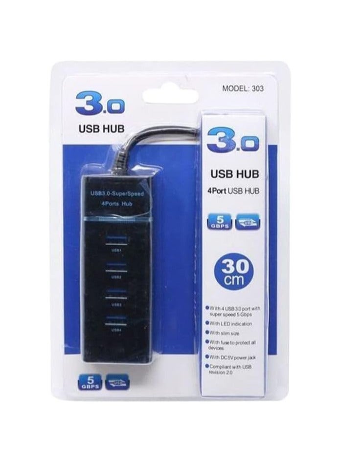 USB 4-Port USB 3.0 Hub Black - Image 2