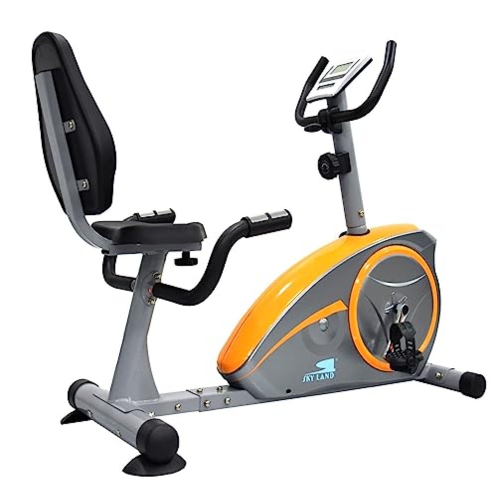 Recumbent Exercise Bike with 8-Level Magnetic Resistance 2-Way Flywheel Adjustable Seat Digital Display For Home Gym Fitness