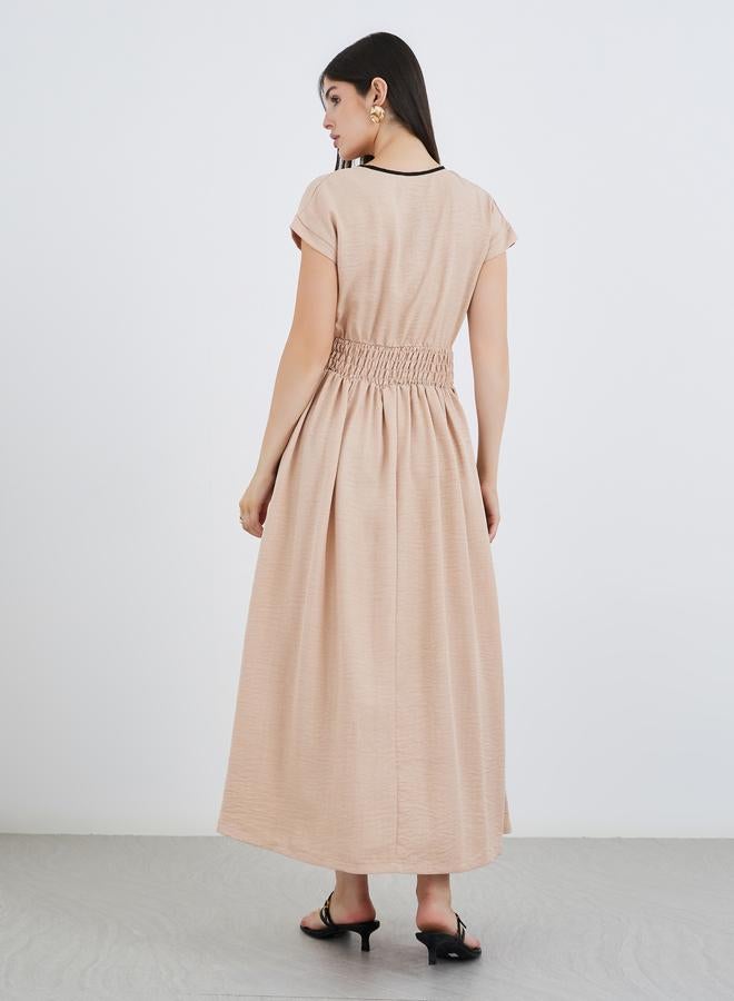 Styli Plain Short Sleeves Kaftan Maxi Dress - Image 5